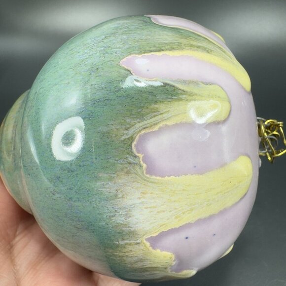 Hand Made Studio Pottery Ornament Hanging Orb Figurine Drip Flambe Glaze VTG - Picture 8 of 13